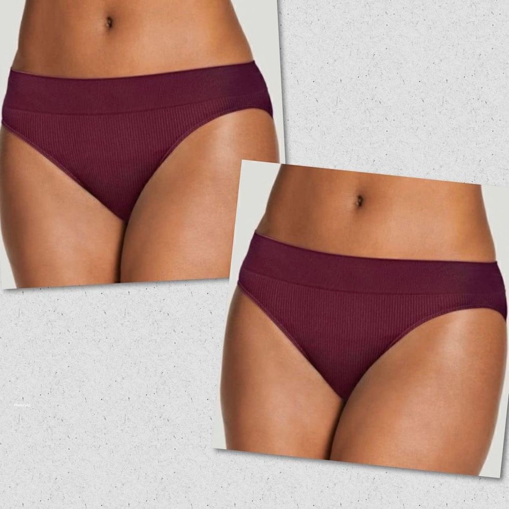 NWT Jockey Pack of 2 Sz M Eco Seamfree Rib Bikini Burgundy Comfy Seamfree feel
